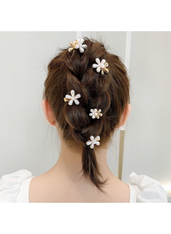 LYNLYN 10PCS Mini Pearl Flower Hair Claw Clips, Gold Metal Hair Clips Set, Sweet Daisy Decorative Barrettes for Women, Brides, and Wedding Accessories - Image 5